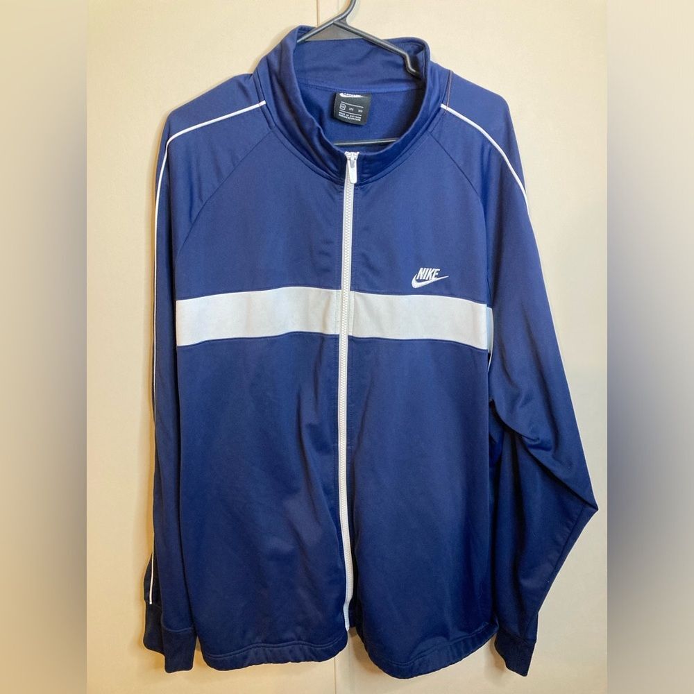 VTG Nike Track Jacket Men's Blue And White Full Zip Size 3XL